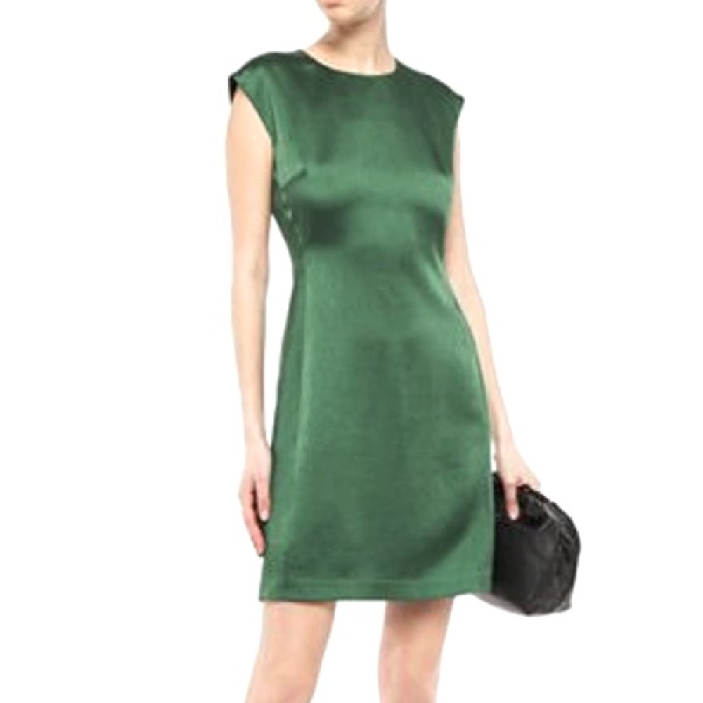 Theory Hammered Silk Green Dress Size 4